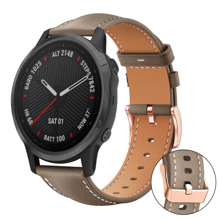 xDfind Rose Gold Buckle Black Shark Fine Grain Vegan Leather Watch Band, For Garmin Fenix 8/7S/6S/5S 20mm
