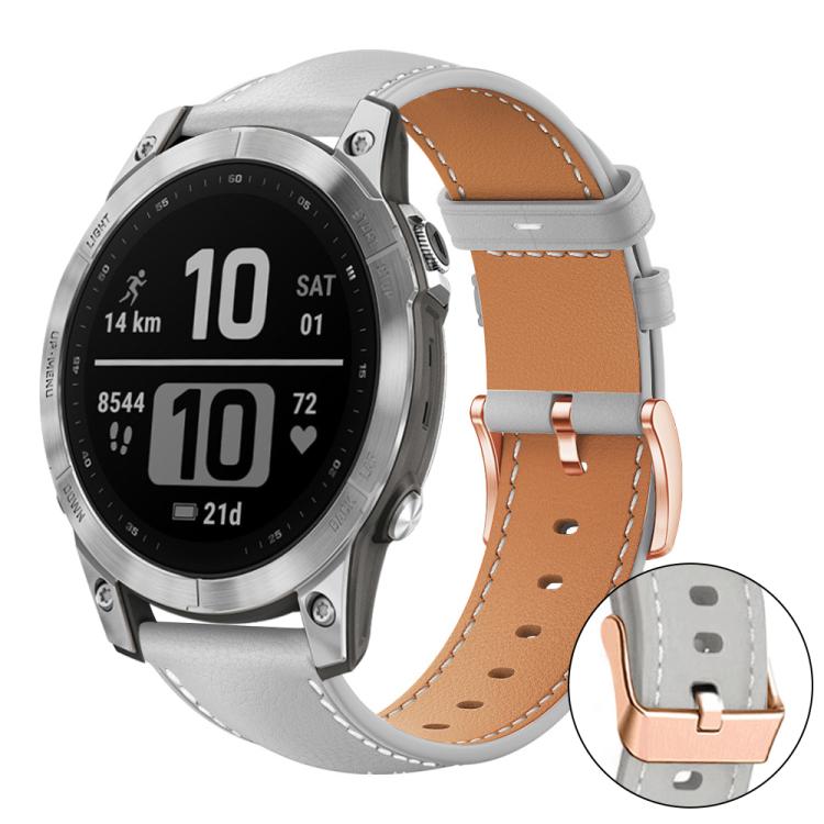 xDfind Rose Gold Buckle Black Shark Fine Grain Vegan Leather Watch Band, For Garmin Fenix 8/7/6/5 22mm