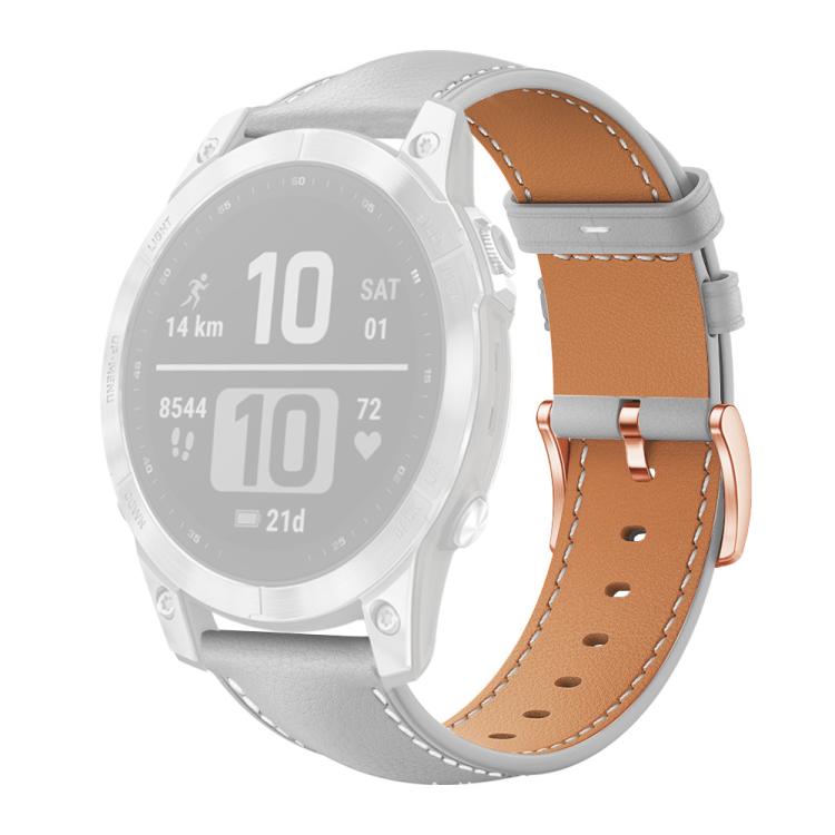 xDfind Rose Gold Buckle Black Shark Fine Grain Vegan Leather Watch Band, For Garmin Fenix 8/7/6/5 22mm