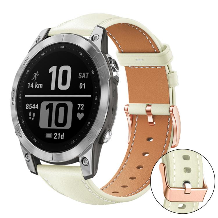 xDfind Rose Gold Buckle Black Shark Fine Grain Vegan Leather Watch Band, For Garmin Fenix 8/7/6/5 22mm