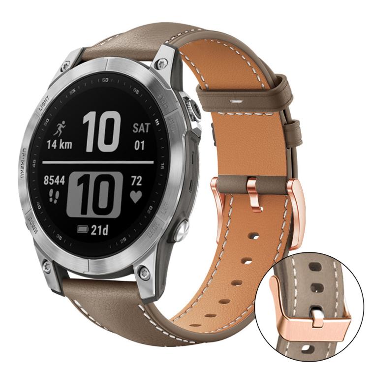 xDfind Rose Gold Buckle Black Shark Fine Grain Vegan Leather Watch Band, For Garmin Fenix 8/7/6/5 22mm