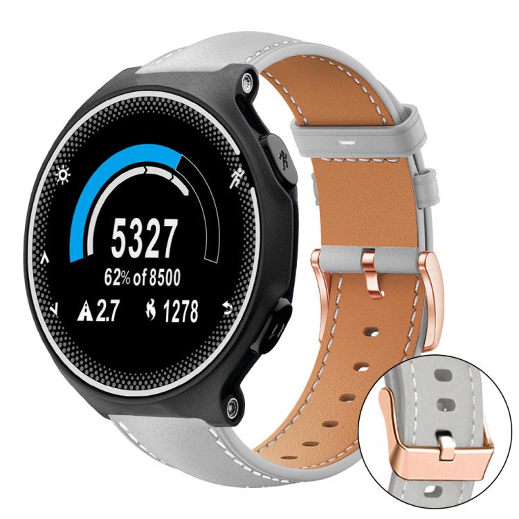 xDfind Rose Gold Buckle Black Shark Fine Grain Vegan Leather Watch Band, For Garmin Forerunner 220/735/735XT/230/235