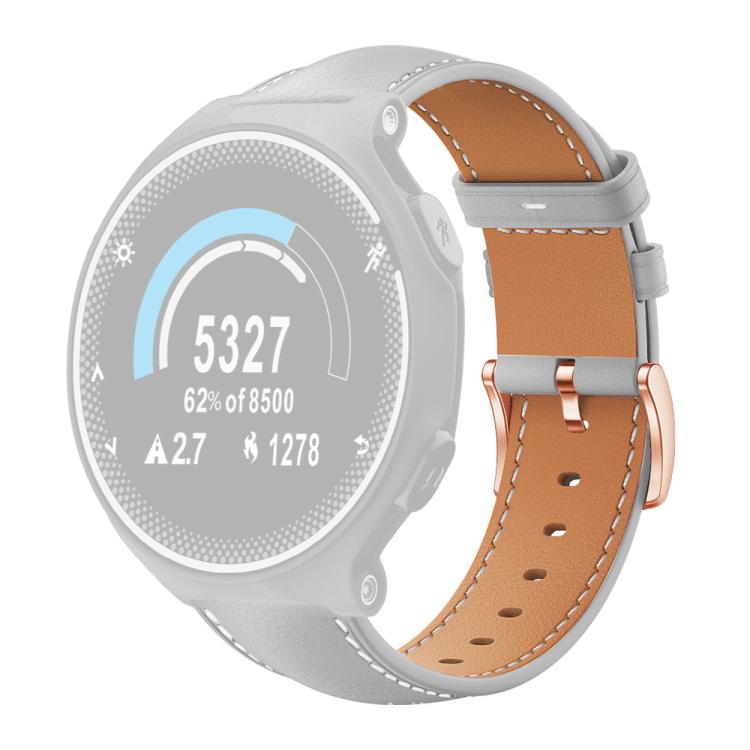 xDfind Rose Gold Buckle Black Shark Fine Grain Vegan Leather Watch Band, For Garmin Forerunner 220/735/735XT/230/235