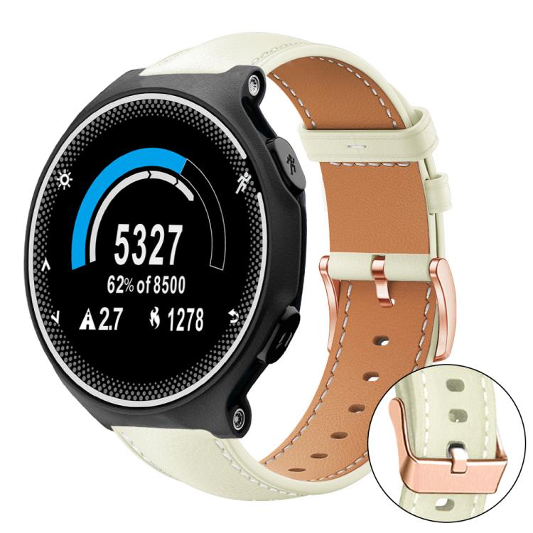 xDfind Rose Gold Buckle Black Shark Fine Grain Vegan Leather Watch Band, For Garmin Forerunner 220/735/735XT/230/235