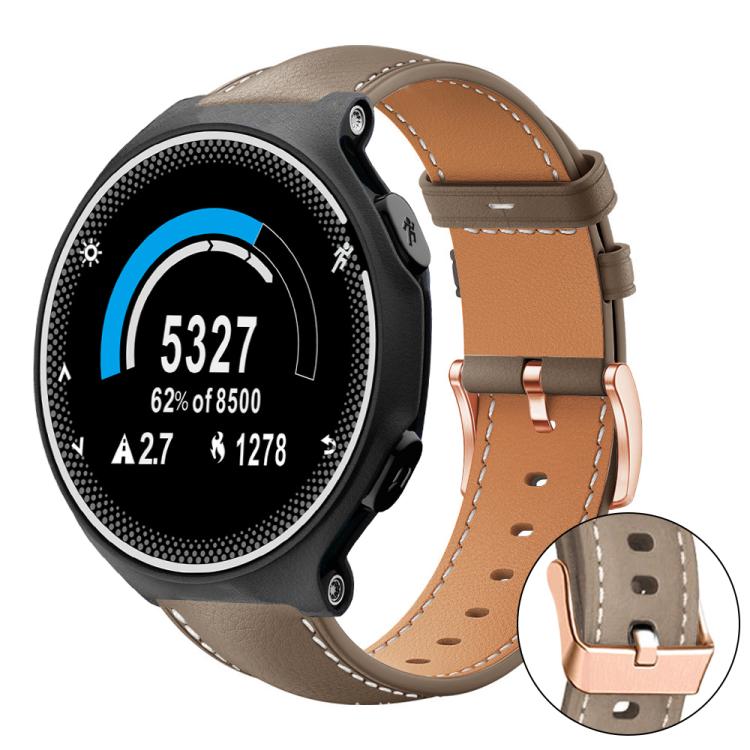 xDfind Rose Gold Buckle Black Shark Fine Grain Vegan Leather Watch Band, For Garmin Forerunner 220/735/735XT/230/235