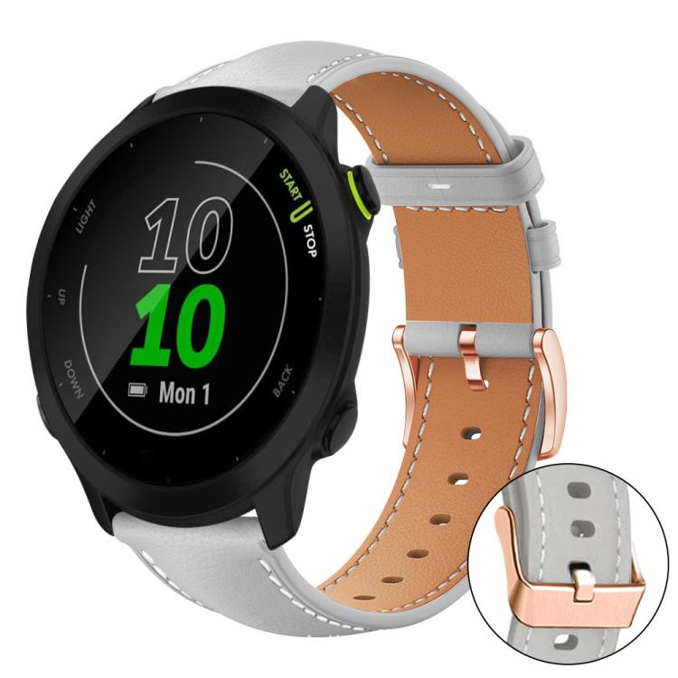 xDfind Rose Gold Buckle Black Shark Fine Grain Vegan Leather Watch Band, For Garmin Forerunner 45 / 45S / Swim 2