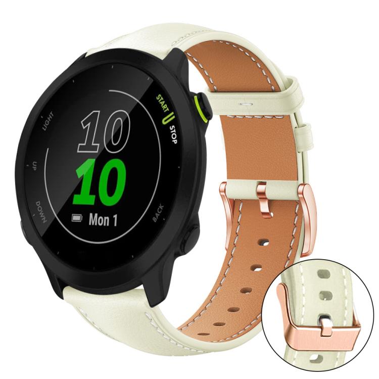 xDfind Rose Gold Buckle Black Shark Fine Grain Vegan Leather Watch Band, For Garmin Forerunner 45 / 45S / Swim 2