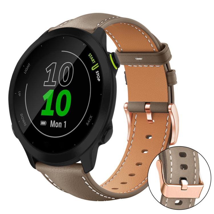 xDfind Rose Gold Buckle Black Shark Fine Grain Vegan Leather Watch Band, For Garmin Forerunner 45 / 45S / Swim 2