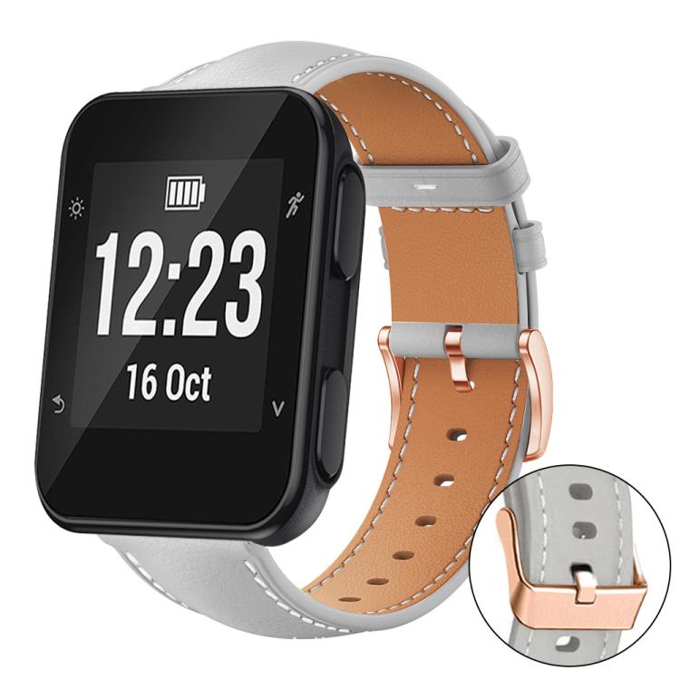 xDfind Rose Gold Buckle Black Shark Fine Grain Vegan Leather Watch Band, For Garmin Forerunner 35/30/35j