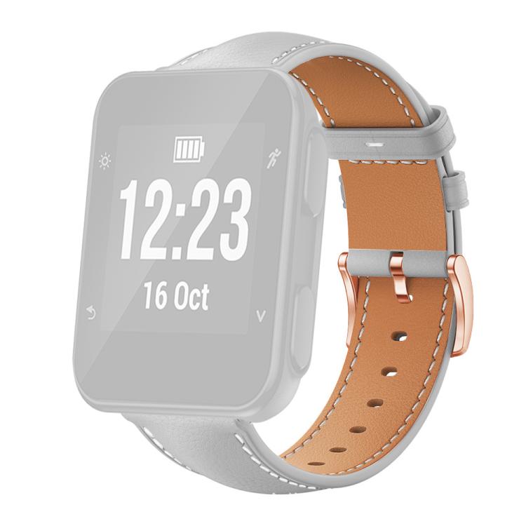 xDfind Rose Gold Buckle Black Shark Fine Grain Vegan Leather Watch Band, For Garmin Forerunner 35/30/35j