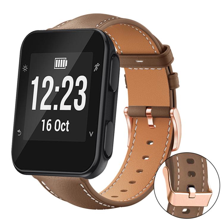 xDfind Rose Gold Buckle Black Shark Fine Grain Vegan Leather Watch Band, For Garmin Forerunner 35/30/35j
