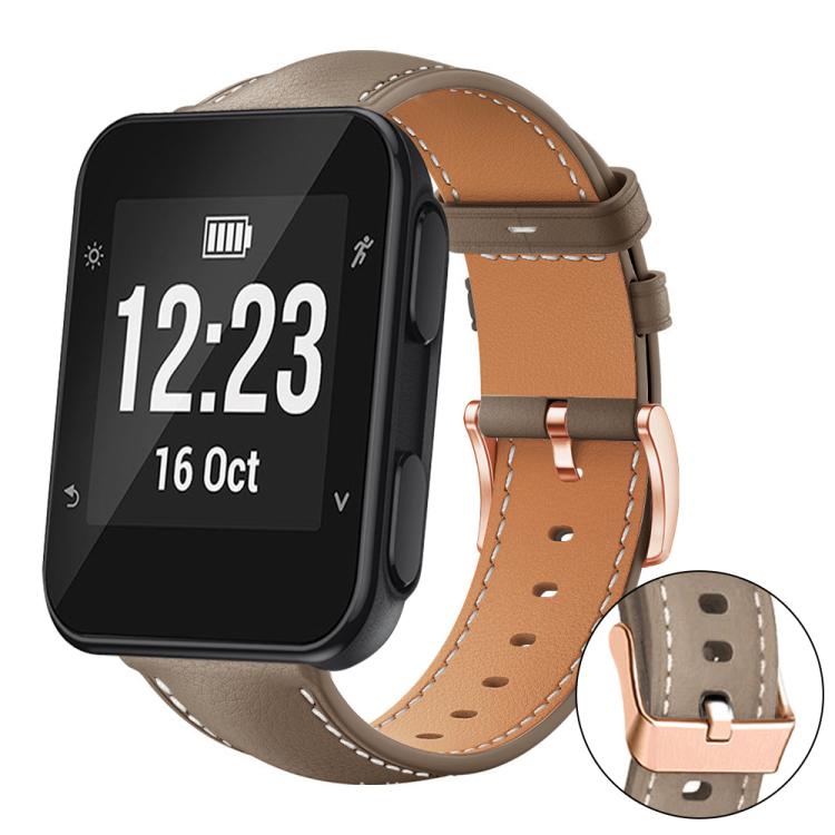 xDfind Rose Gold Buckle Black Shark Fine Grain Vegan Leather Watch Band, For Garmin Forerunner 35/30/35j