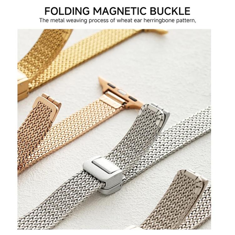 xDfind Wheat Ear Magnetic Buckle Stainless Steel Watch Band, For Apple Watch 42 / 44 / 45 / 46 / 49mm