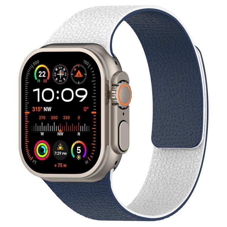 xDfind Color-blocking Litchi Texture Magnetic Silicone Watch Band, For Apple Watch 42 / 44 / 45 / 46 / 49mm