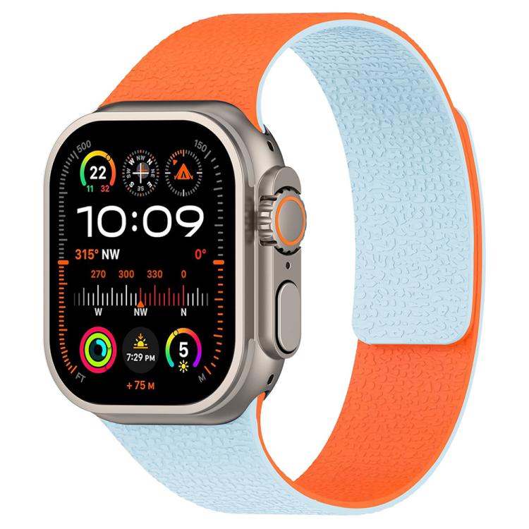 xDfind Color-blocking Litchi Texture Magnetic Silicone Watch Band, For Apple Watch 42 / 44 / 45 / 46 / 49mm