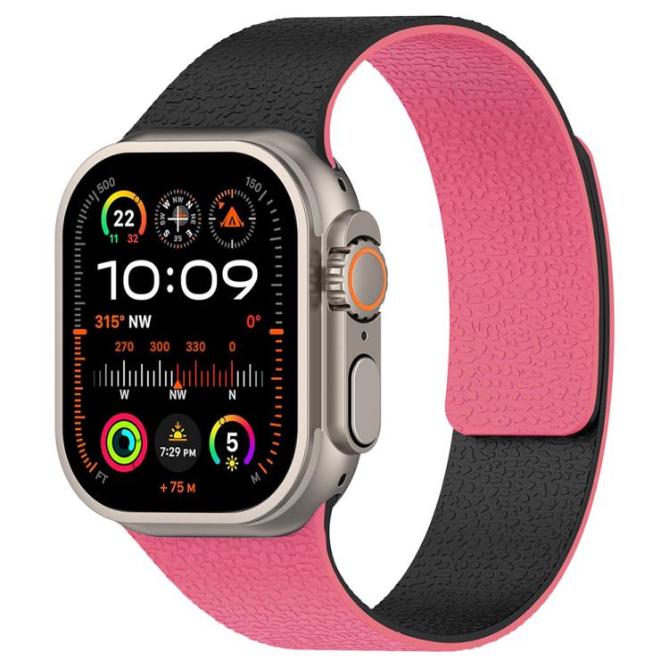 xDfind Color-blocking Litchi Texture Magnetic Silicone Watch Band, For Apple Watch 42 / 44 / 45 / 46 / 49mm