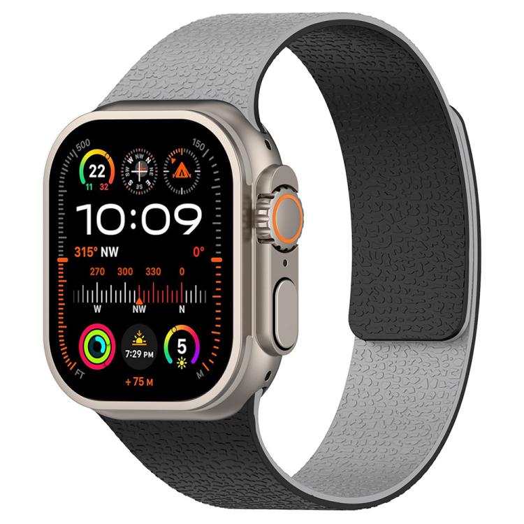 xDfind Color-blocking Litchi Texture Magnetic Silicone Watch Band, For Apple Watch 42 / 44 / 45 / 46 / 49mm