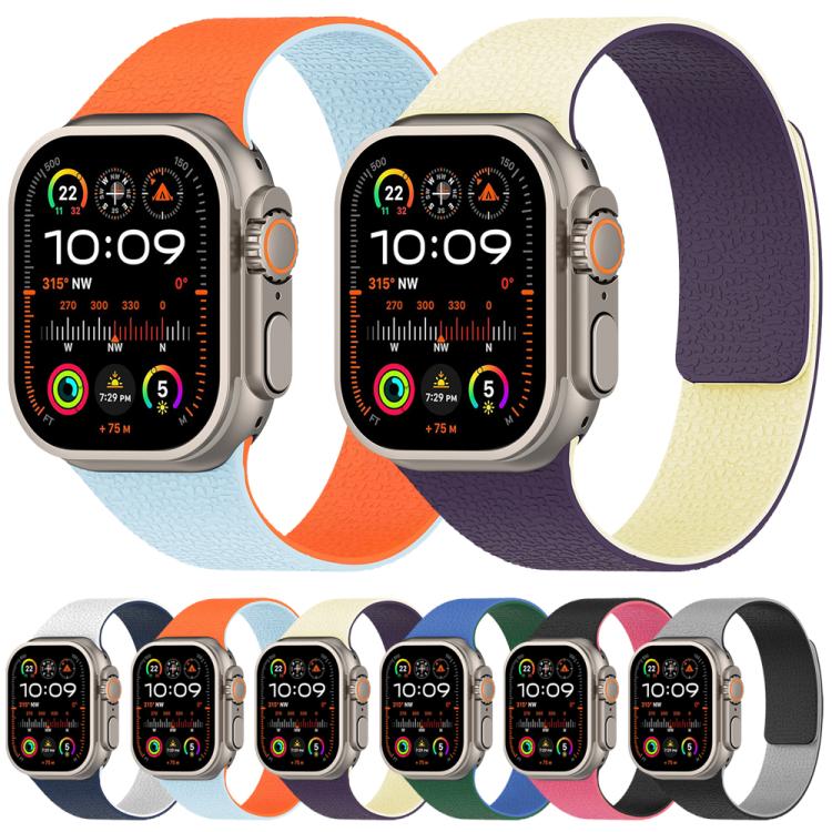 xDfind Color-blocking Litchi Texture Magnetic Silicone Watch Band, For Apple Watch 42 / 44 / 45 / 46 / 49mm