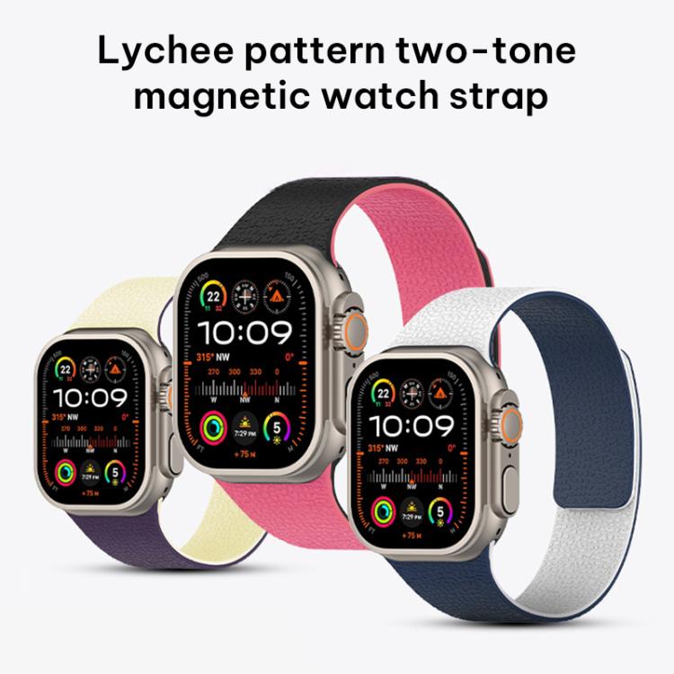 xDfind Color-blocking Litchi Texture Magnetic Silicone Watch Band, For Apple Watch 42 / 44 / 45 / 46 / 49mm