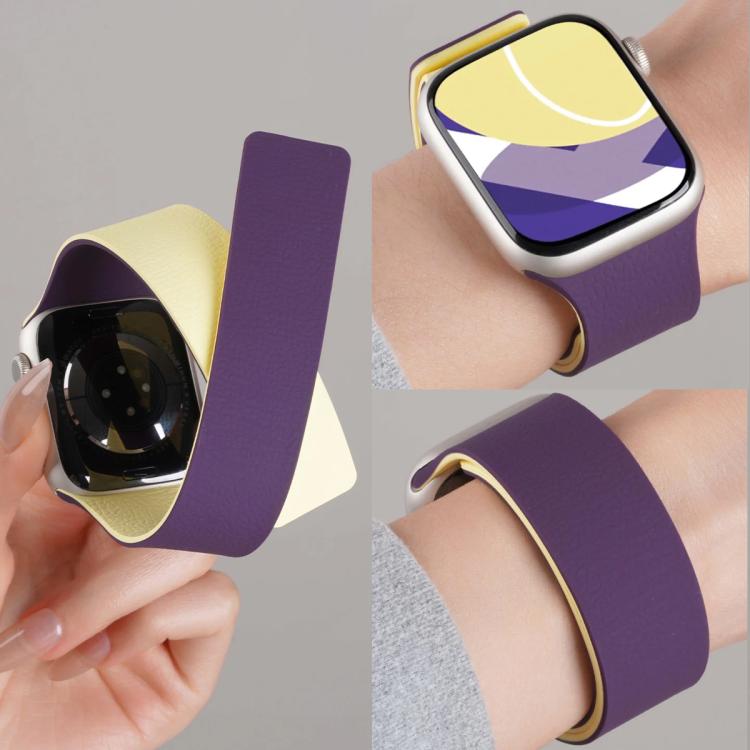 xDfind Color-blocking Litchi Texture Magnetic Silicone Watch Band, For Apple Watch 42 / 44 / 45 / 46 / 49mm