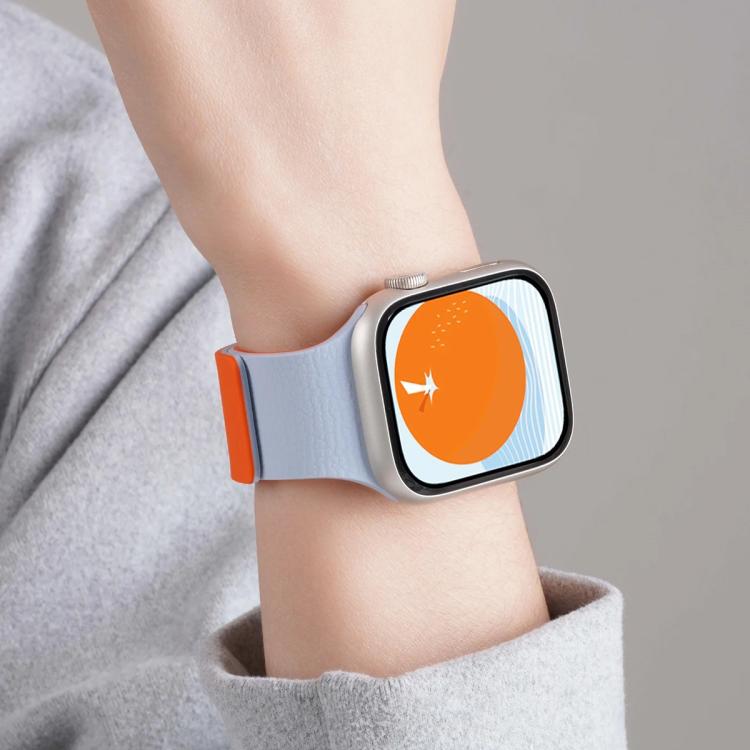 xDfind Color-blocking Litchi Texture Magnetic Silicone Watch Band, For Apple Watch 42 / 44 / 45 / 46 / 49mm
