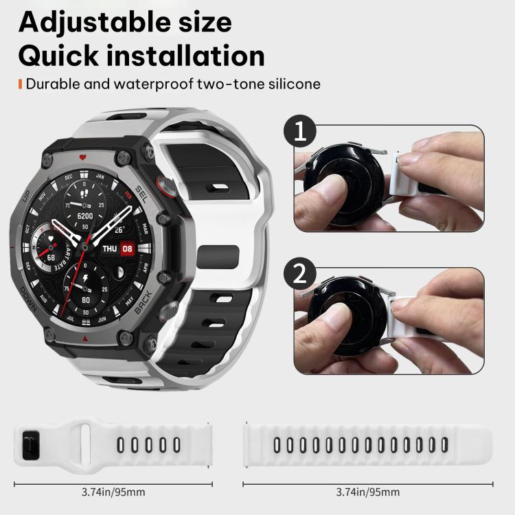 xDfind Flat-head Dual-color Silicone Watch Band, For Amazfit T-Rex 3