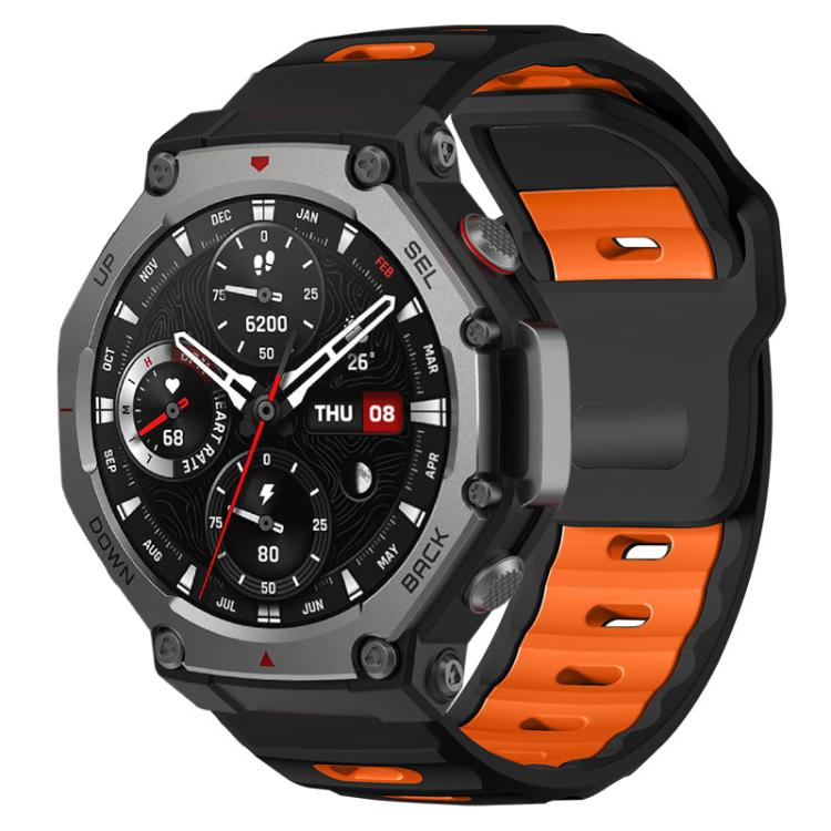 xDfind Flat-head Dual-color Silicone Watch Band, For Amazfit T-Rex 3