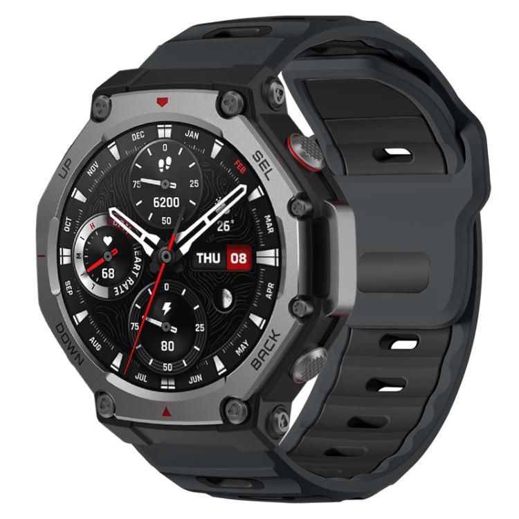 xDfind Flat-head Dual-color Silicone Watch Band, For Amazfit T-Rex 3