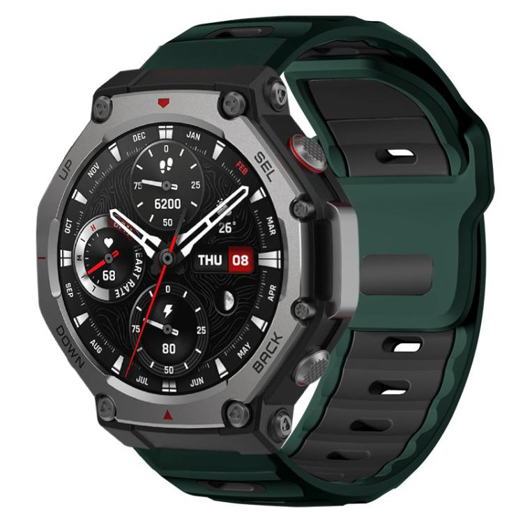 xDfind Flat-head Dual-color Silicone Watch Band, For Amazfit T-Rex 3