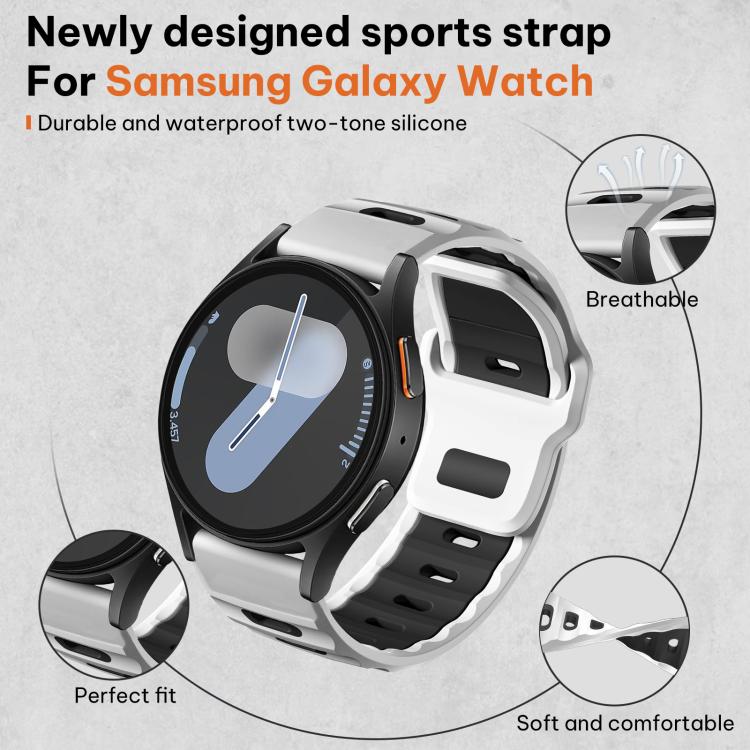 xDfind Flat-head Dual-color Silicone Watch Band, For Samsung Galaxy Watch7 / FE / 6 / 5 / 4