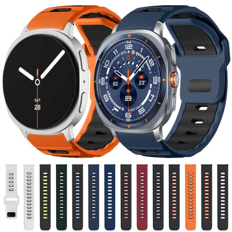 xDfind Flat-head Dual-color Silicone Watch Band, For Samsung Galaxy Watch7 / FE / 6 / 5 / 4
