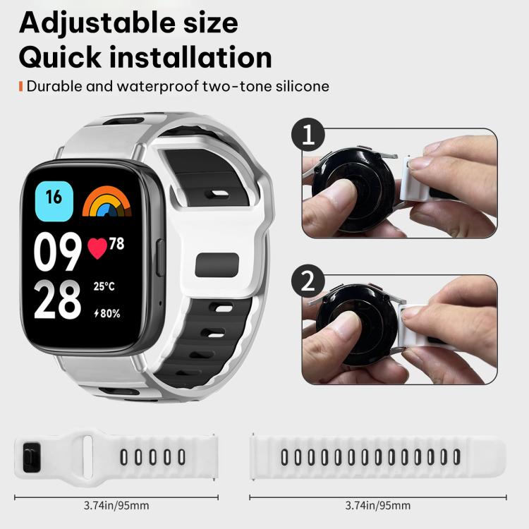 xDfind Flat-head Dual-color Silicone Watch Band, For Redmi Watch 3 Active / Watch 3 Lite