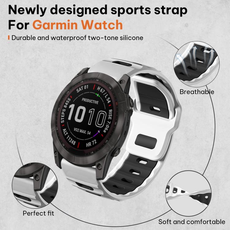 xDfind Flat-head Dual-color Silicone Watch Band, For Garmin Fenix 8/7X/6X/5X 26mm