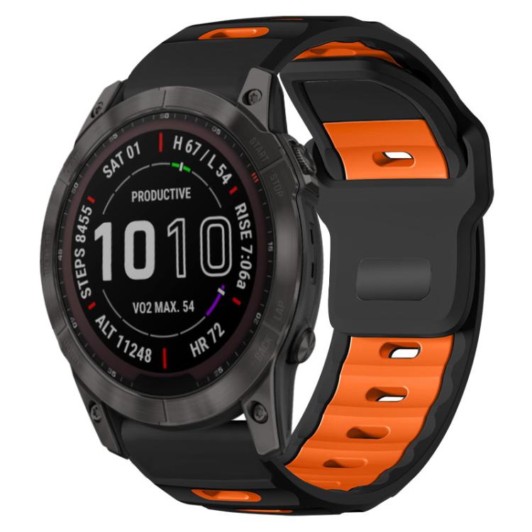 xDfind Flat-head Dual-color Silicone Watch Band, For Garmin Fenix 8/7X/6X/5X 26mm