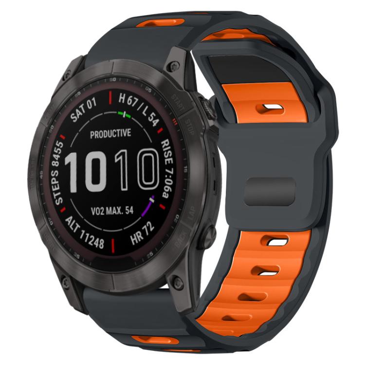xDfind Flat-head Dual-color Silicone Watch Band, For Garmin Fenix 8/7X/6X/5X 26mm