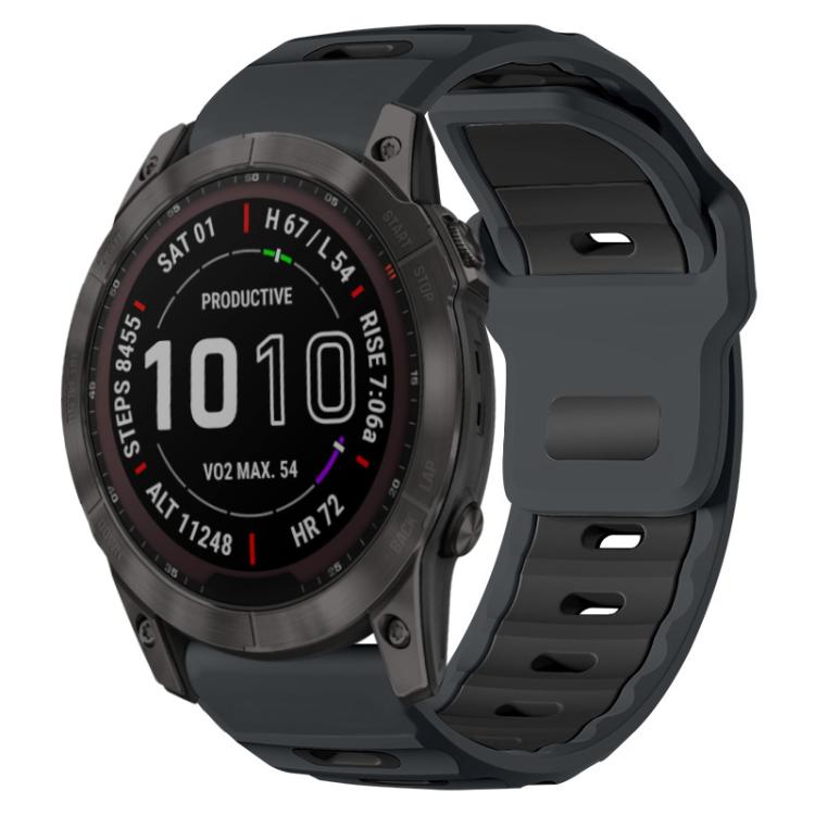 xDfind Flat-head Dual-color Silicone Watch Band, For Garmin Fenix 8/7X/6X/5X 26mm