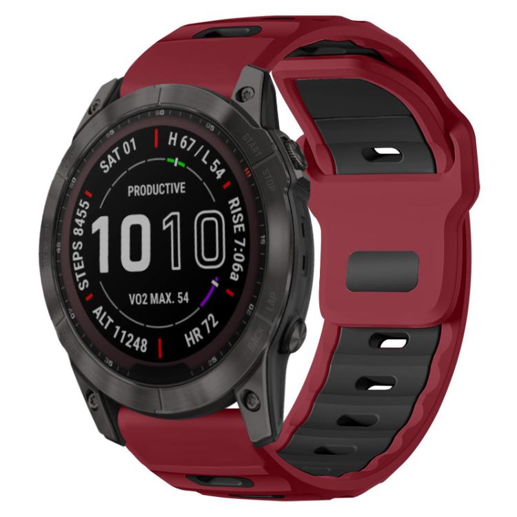 xDfind Flat-head Dual-color Silicone Watch Band, For Garmin Fenix 8/7X/6X/5X 26mm