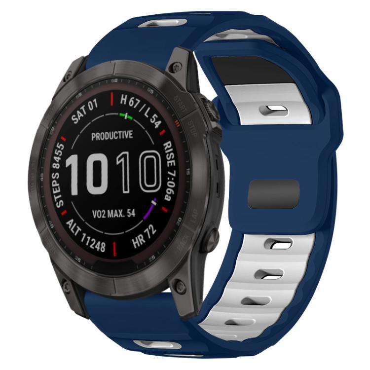 xDfind Flat-head Dual-color Silicone Watch Band, For Garmin Fenix 8/7X/6X/5X 26mm