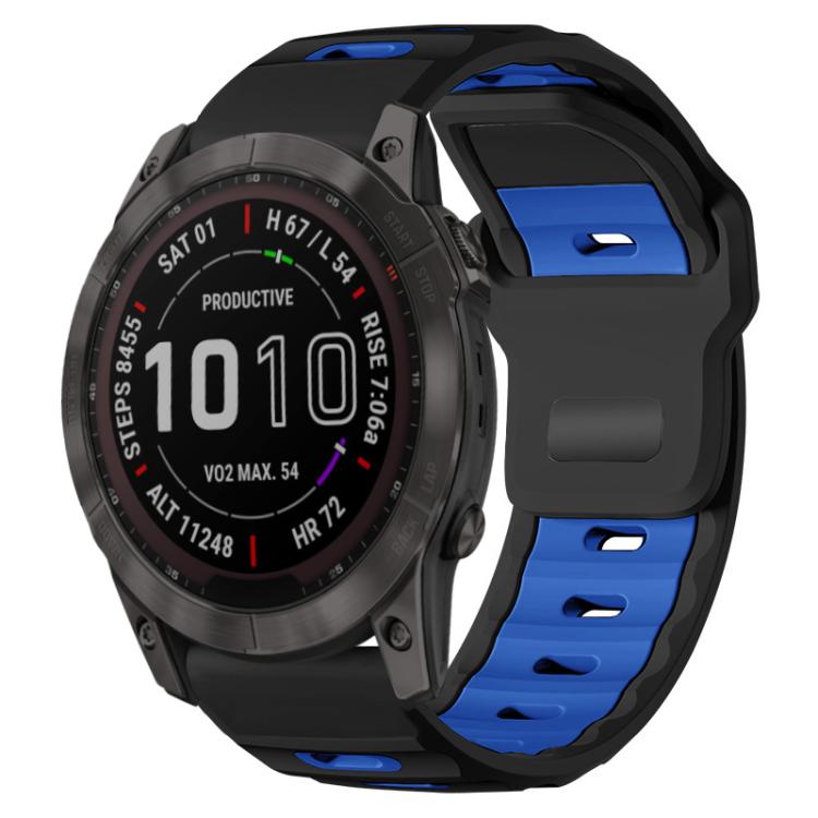xDfind Flat-head Dual-color Silicone Watch Band, For Garmin Fenix 8/7X/6X/5X 26mm