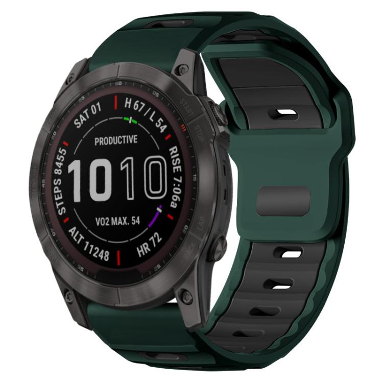 xDfind Flat-head Dual-color Silicone Watch Band, For Garmin Fenix 8/7X/6X/5X 26mm