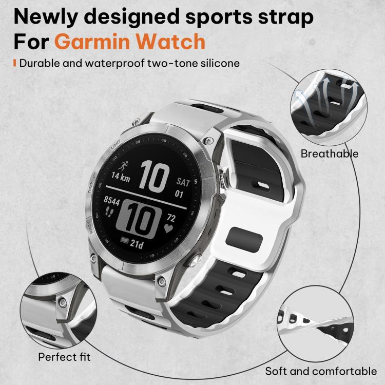 xDfind Flat-head Dual-color Silicone Watch Band, For Garmin Fenix 8/7/6/5 22mm