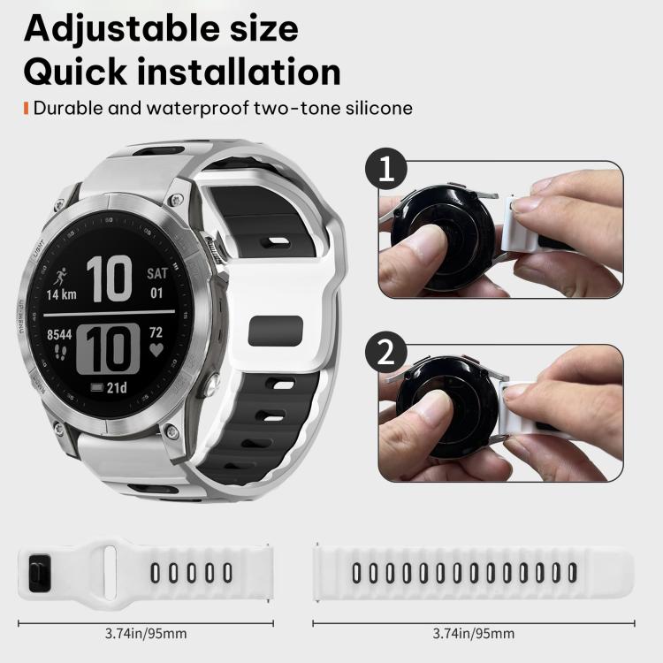xDfind Flat-head Dual-color Silicone Watch Band, For Garmin Fenix 8/7/6/5 22mm