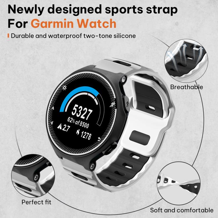 xDfind Flat-head Dual-color Silicone Watch Band, For Garmin Forerunner 220/735/735XT/230/235