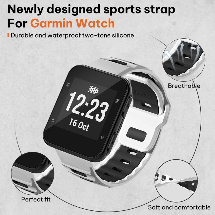 xDfind Flat-head Dual-color Silicone Watch Band, For Garmin Forerunner 35/30/35j