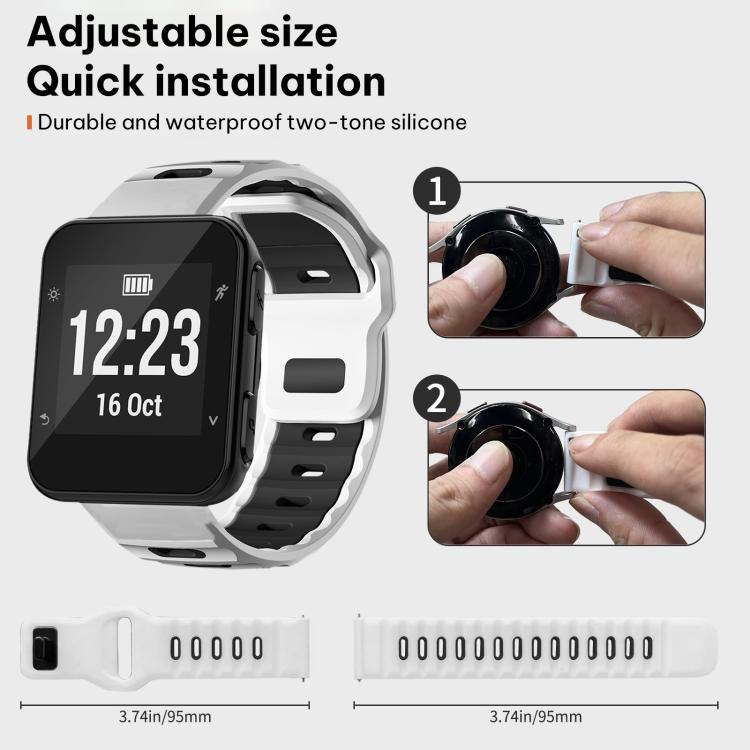 xDfind Flat-head Dual-color Silicone Watch Band, For Garmin Forerunner 35/30/35j