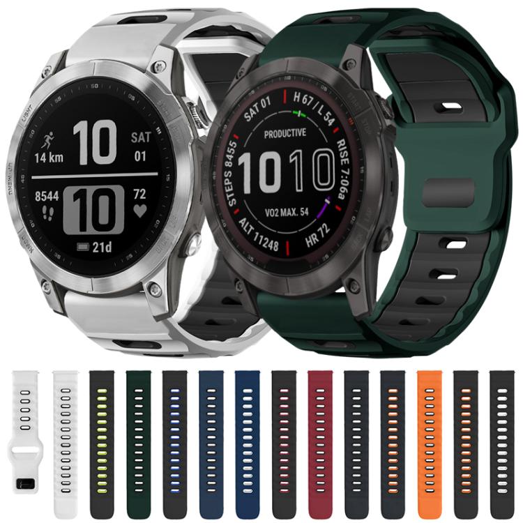 xDfind Flat-head Dual-color Silicone Watch Band, For Garmin Fenix 8/7/6/5 22mm