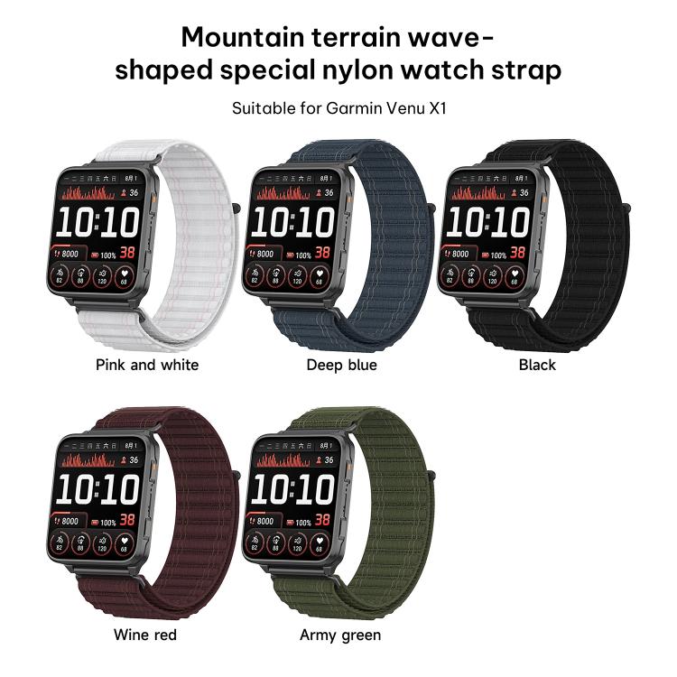 xDfind Mountain Wave Pattern Nylon Watch Band, For Garmin Venu X1