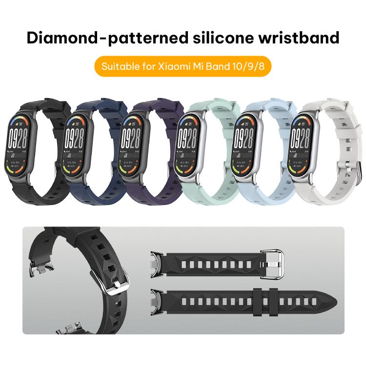 xDfind Diamond Texture 3D Silicone Watch Band, For Xiaomi Smart Band 10 / 9 / 8