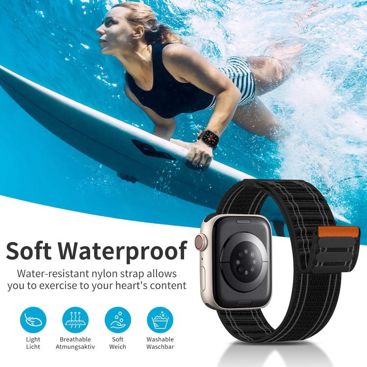 xDfind Nylon Loop Woven Hook and Loop Fastener Watch Band, For Apple Watch 42 / 44 / 45 / 46 / 49mm