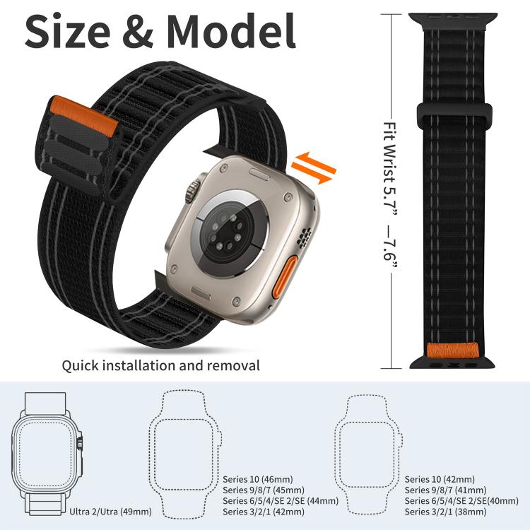 xDfind Nylon Loop Woven Hook and Loop Fastener Watch Band, For Apple Watch 42 / 44 / 45 / 46 / 49mm